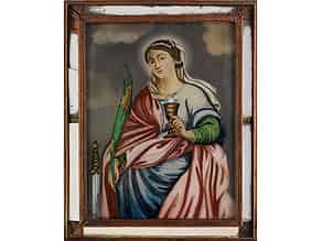 Detailabbildung:  Hinterglasbild mit Darstellung der Heiligen Katharina