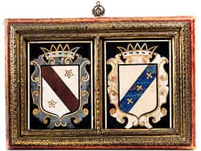 Detail images:  Pietra dura-Platte mit bekrönten Wappen