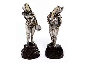 Detail images:  Figurenpaar in Silber, Elfenbein und Mamor