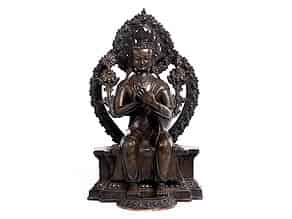 Detailabbildung:  Sitzender Bodhisattva in Bronze