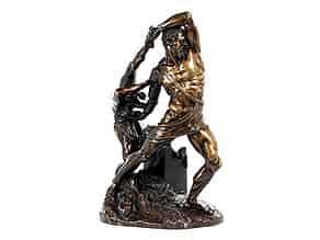 Detailabbildung:  Bronzefigur mit Darstellung „Herkules tötet den Cacus“