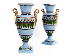 Detail images:  † Paar Porzellan-Empire-Vasen