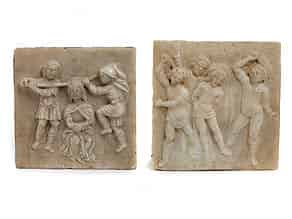 Detailabbildung:  Paar Marmor-Reliefplatten mit Darstellungen aus der Passion Christi
