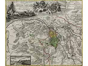 Detailabbildung:  Gestochene Landkarte des 18. Jahrhunderts