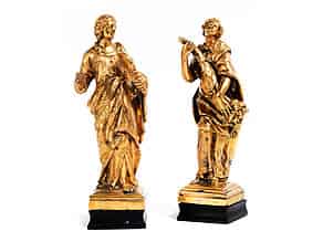 Detailabbildung:  Paar feuervergoldete Bronzestatuetten