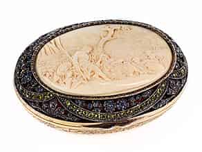 Detail images:  Vergoldete, ovale Silberdose