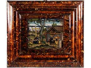 Detail images:  Seltenes, frühes Hinterglasbild mit christologischer Darstellung