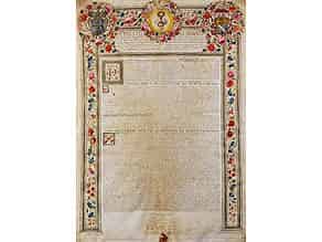 Detailabbildung:  Seltene, päpstliche Ernennungsurkunde in Pergament der Zeit Papst Clemens VIII
