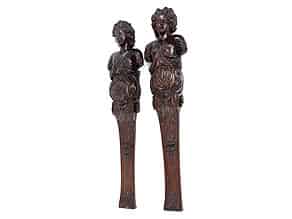 Detailabbildung:  Paar in Eichenholz geschnitzte Hermenfiguren