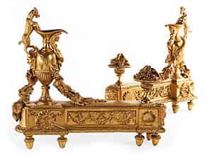 Detail images:  Paar Kamin-Garnituren in Bronze und Feuervergoldung