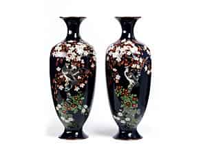 Detailabbildung:  Paar asiatische Cloisonné-Vasen