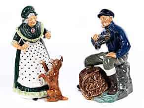 Detailabbildung:   Porzellanfigurenpaar Old Mother Hubbar sowie The Lobster Man 