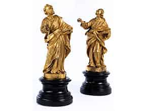 Detailabbildung:   Paar vergoldete Bronzefiguren zweier Evangelisten 