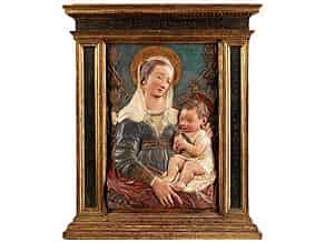 Detailabbildung:   Ädikularelief mit Darstellungen von Maria mit dem Kind nach Modell von Antonio Rossellino, 1427 - 1479, Italien