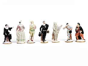 Detail images:   Satz von sieben Porzellanfigurinen der Commedia dell'arte