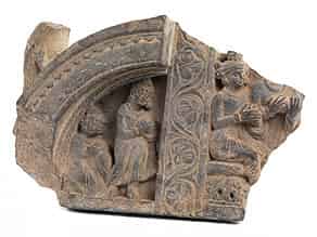 Detailabbildung:  Schönes Gandhara-Relief mit Adorantenszene