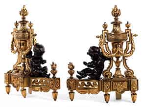 Detail images:   Paar Kaminböcke im Louis XVI-Stil
