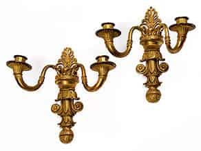 Detail images:   Paar vergoldete Empire-Wandkerzenleuchter