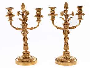 Detail images:   Paar vergoldete Bronze-Tischleuchter