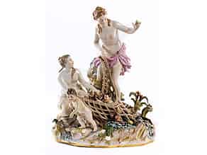 Detail images:   Meissener Porzellan-Figurengruppe Der Tritonenfang 