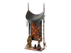 Detailabbildung:  Tischlampe in Wiener Bronze mit orientalischer Szenerie