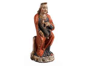Detail images:   Gotische Schnitzfigur einer Madonna mit Kind