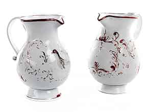 Detail images:   Paar Henkelkannen in Milchglas