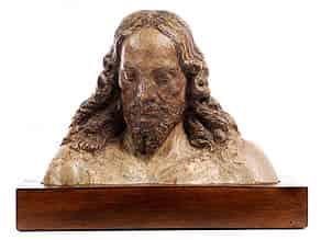 Detailabbildung:   Gegossene und gefasste Christusbüste nach Modell eines toskanischen Bildhauers des ausgehenden 15. Jahrhunderts