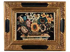 Detail images:  Scagliola-Bildplatte mit Blumenstilleben