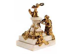 Detail images:  Parfüm-Duftgefäß in Marmor und vergoldeter Bronze