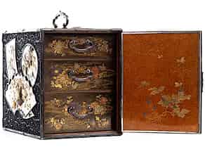 Detailabbildung:   Seltener, äußerst fein gearbeiteter, japanischer Kodansu (Miniaturkabinettkasten der Meiji-Periode, 1868 - 1912)