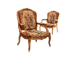 Detail images:   Paar Louis XV-Stil-Sessel à la reine 