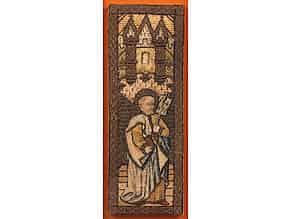 Detail images:   Gestickter Textilstreifen mit Darstellung eines Heiligen