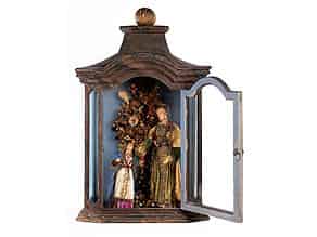 Detail images:  Figurengruppe der Heiligen Maria als Kind mit ihrer Mutter Anna im barocken Figurenschrein