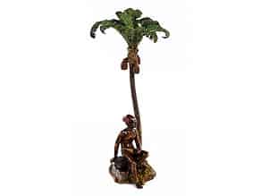 Detail images:  Bronzefigur eines Orientalen mit Palme