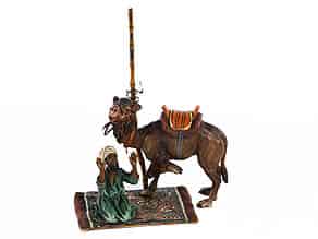 Detailabbildung:  Bronzefigur eines Arabers mit Kamel