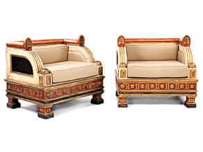 Detailabbildung:   Paar außergewöhnliche Sessel nach römischem Vorbild