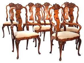 Detailabbildung:   Satz von sechs Barock-Stühlen und zwei Armlehnstühlen