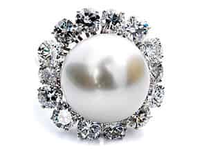 Detailabbildung:   Weißgold-Ring mit Perle