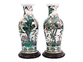 Detailabbildung:  Paar große Famille verte-Vasen