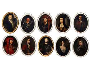 Detail images:  Satz von zehn Portraitbildnissen von der Hand verschiedener Maler des 18. bis 20. Jahrhunderts 