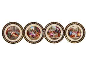Detail images:   Satz von vier Wiener Porzellan-Bildtellern