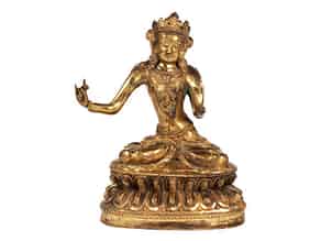 Detailabbildung:   Bronzefigur eines Bodhisattvas 