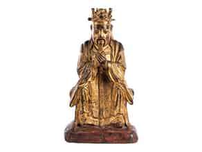 Detail images:   Bronzefigur eines thronenden chinesischen Würdenträgers