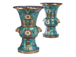 Detail images:  Paar Cloisonné-Vasen 