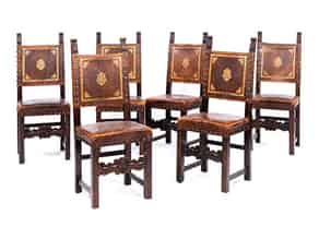 Detailabbildung:   Satz von sechs Stühlen im Renaissancestil 