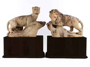Detailabbildung:   Paar imposante Löwen-Skulpturen