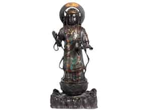 Detail images:   Cloisonné-Bronzefigur einer chinesischen Heiligengestalt