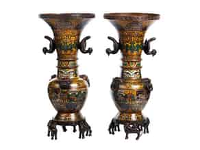 Detail images:   Paar Cloisonné-Vasen