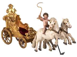 Detail images:  Vergoldete Kinderkarosse mit Zugpferden